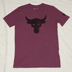 Under Armour Project Rock Brahma Bull Men’s Small S Red Maroon Logo Gym T-Shirt