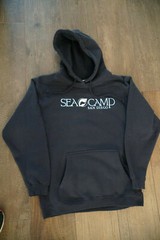 Adult Size Large, Navy Blue SEACAMP San Diego Logo Hooded Sweatshirt, Unisex