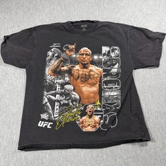 UFC Shirt Mens L Black Charles Oliveira Do Bronx MMA Fighter Graphic Tee Short