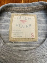 Ditch Plains Gray Striped Cotton Polyester Thermal Crew Neck Shirt | Men’s Sm***