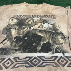 Vintage The Mountain Wolf Native American Tie Dye T-Shirt Mens Large L