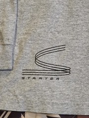 Vtg 90s Starter Logo Print Long Sleeve T Shirt Double Sided Gray Mens Size Large