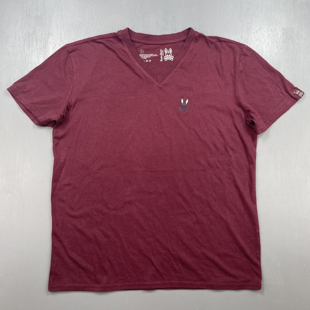 Psycho Bunny Shirt Men Small V Neck Cotton Blend Short Sleeve Logo Robert Godley