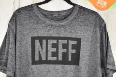 NEFF Graphic Short Sleeve T-Shirt Block Logo Heathered Gray XL NEW NWOT