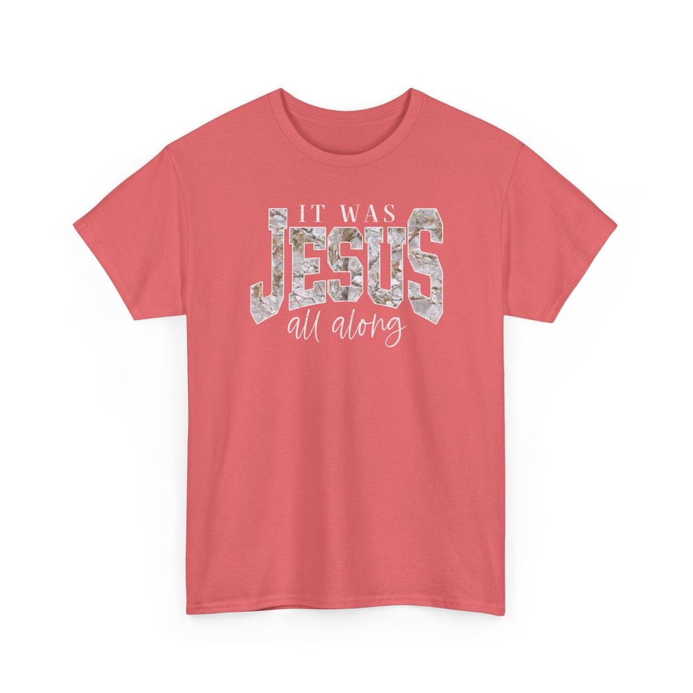 It Was JESUS All Along Camo Marble Letter Tee | Religious Scripture Shirt