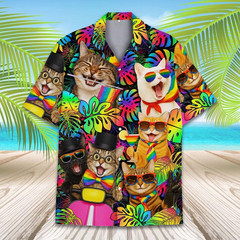 Rainbow Cat Hawaiian Shirt for Men Women
