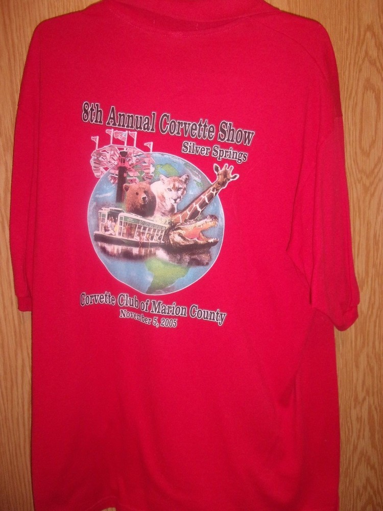 Corvette club Marion county FL 05 Silver Springs 2 Button casual shirt red L