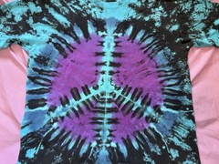 Vintage 90s Tie Dye Shirt Mens XL Blue Purple Peace Sign Single Stitch USA