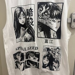 Junji Ito Tomie Uzumaki Spiralized Horror Manga Sleeveless Shirt XL White New
