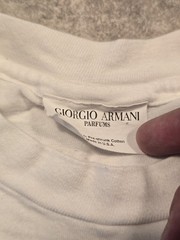 Vintage Giorgio Armani Parfums Mens Single Stitch Spell Out Cologne T Shirt XL