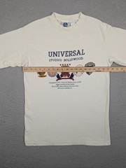 Vtg 90’s Y2K Universal Studios Hollywood Embroidered Cream T-Shirt Size M Slim