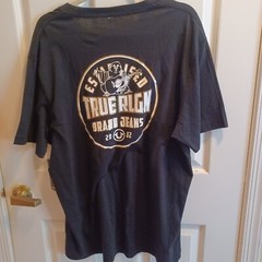 True Religion Men’s Gold Metallic Foil Logo Tee T-Shirt Size XL