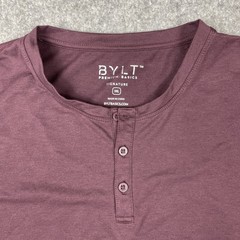 BYLT Henley 3 Button T Shirt Men Size 3XL Burgandy