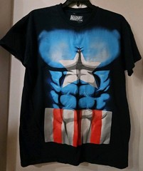 Marvel Captain America Muscle Chest T Shirt Mens Medium Navy Blue Mad Engine