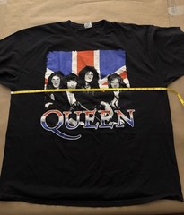 Queen Black Rare Concert Band T-Shirt Freddie Mercury British Flag Vintage Sz XL