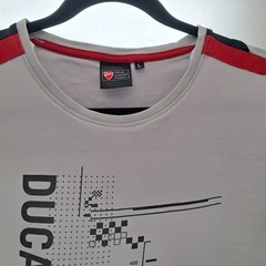 Official Ducati Men White Graphic T-Shirt, Size L, 95% Cotton Elastic Blend