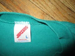 vtg 1980s SINGLE STITCH JERZEES T SHIRT Blank Plain 50/50 Turquoise USA – LARGE