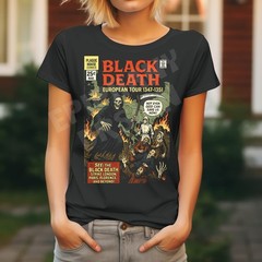 Black Death European Tour T-Shirt Gothic Grim Reaper DTG print Men’s & Ladies D2