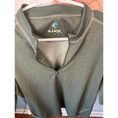 Kuhl quarter-zip short-sleeve pullover shirt olive green color contrast Medium