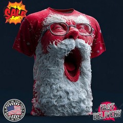 Christmas Men’s Santa Claus 3D Cartoon Vacation Party Street 3D T-Shirt HB227