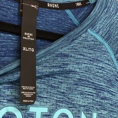 RHONE PELOTON Men’s T-Shirt Size XL Polyamide Blue Crew Neck Short Sleeve