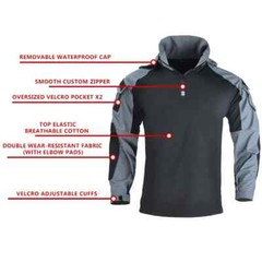 Outdoor Shirts Camo Combat T-Shirt Hooded Men Tactical Shirt Airsoft