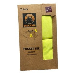 Brahma T-Shirt Small 34-36 Yellow Pocket Tee 2 Pack Relaxed Fit Moisture Wicking