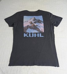 Kuhl T Shirt Unisex Sz SMALL Charcoal Gray Mountains Back Hit Front Pocket READ