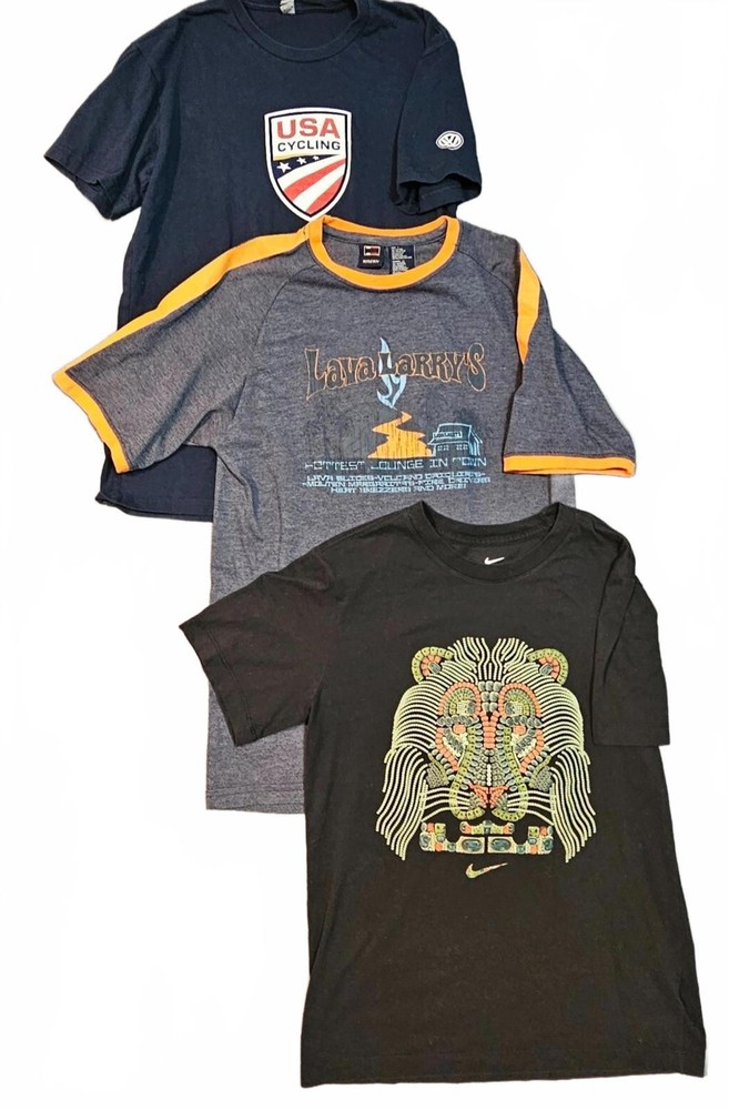Lot Of 3 Small Medium Men T-shirts Various Brands Nike USA Cycling Bugle Boy VTG