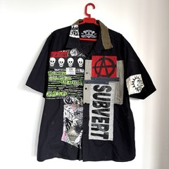 Levellers Custom Shirt Size 3XL Short Sleeve Black 19.5” Collar Punk Handmade