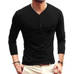 Zonbailon men’s t-shirt solid color crewneck slim fit Long sleeve bottomed shirt