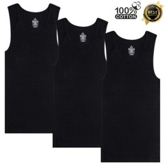 3 Packs Mens 100% Cotton Tank Top A-Shirt Wife Beater Undershirt Ribbed Black
