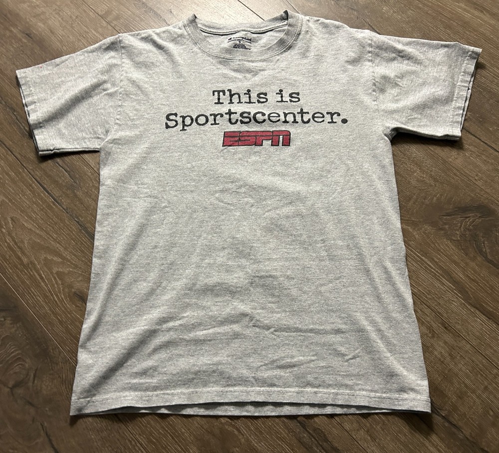 Champion ESPN Sportscenter T Shirt Mens Small Gray Short Sleeve TV Promo