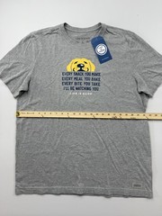 Life Is Good Shirt Mens Large Gray Dog Snack Watching You Graphic Tee Funny