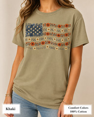 Floral American Flag Comfort Colors Shirt