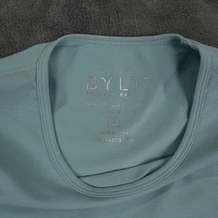 BYLT Drop Cut Lux Tee Mens Medium Light Blue Short Sleeve Curved Hem Comfort