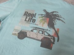 Reel Life Shirt Mens Medium Short Sleeve Graphic Print Logo Crew Neck Cotton