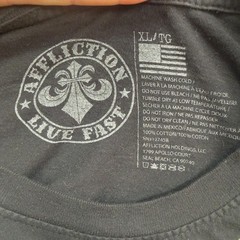 Affliction Graphic Print T-Shirt Black Green XL
