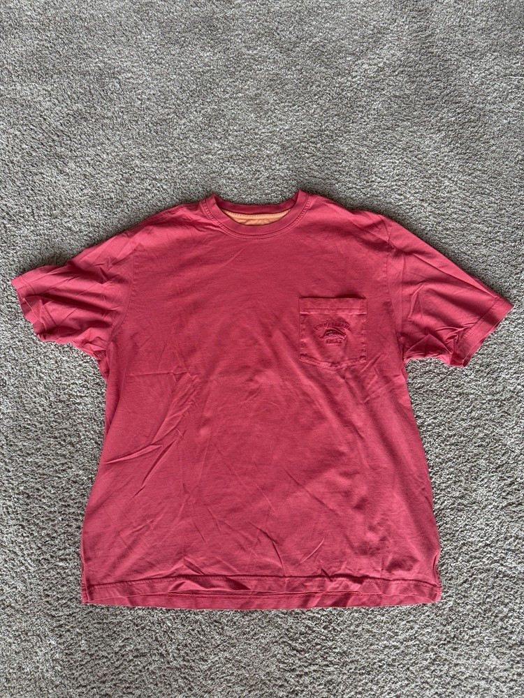 Tommy Bahama Relax Men’s Cotton Pocket Tee Marlin Logo Pink L Crew Neck