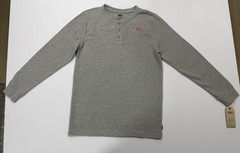 Levi’s Men’s Gray Waffle Knit Henley Long Sleeve T-Shirt Logo Buttons XL