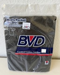 Vintage BVD Shirt Mens Extra Large XL Black Single Stitch Pocket Tee Made in USA