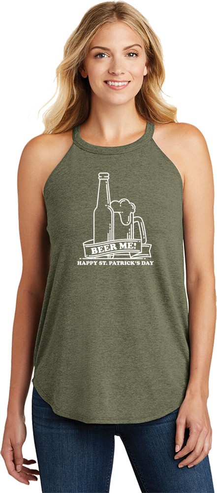 St Patricks Day Beer Me Ladies Tri Rocker Tank Top