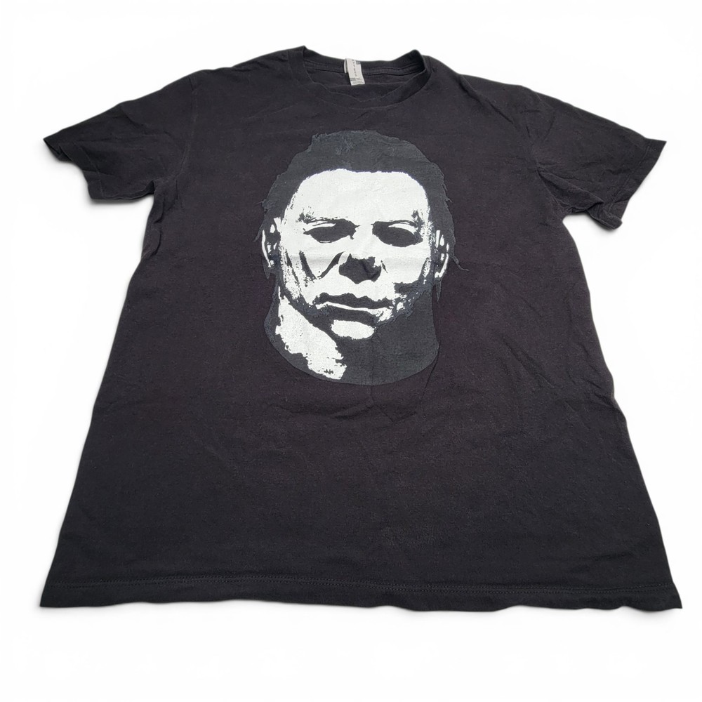 Halloween Michael Myers Face Mask Horror T-Shirt Mens L Black Heavyweight Movies