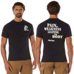 Black USMC Marines T-Shirt ‘Pain Is Weakness’ Mens Tee Shirt