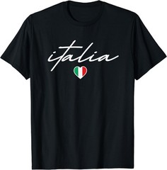 Italian Flag Italy Vintage Italia Heart Cursive Womens Girls T-Shirt