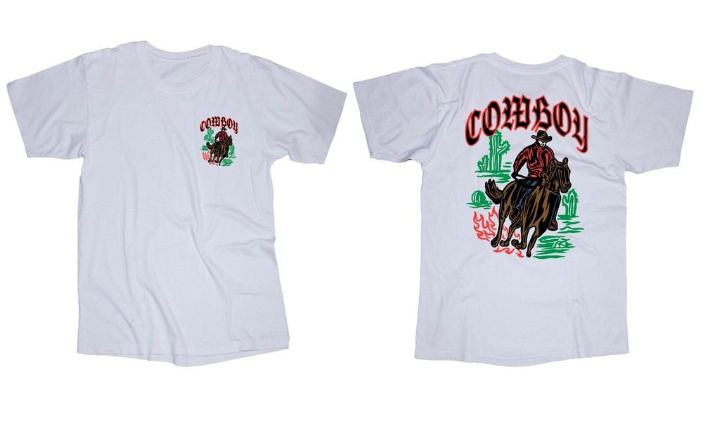Cowboy Horse Cactus Desert Country Rodeo Western White T-shirt
