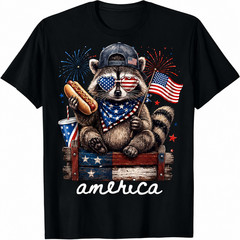 American Funny Patriotic Raccoon 250 Years 4th of July T-Shirt