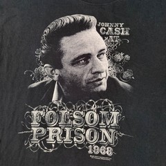 Johnny Cash T Shirt Mens XL Folsom Prison 1968 Black Graphic Concert Retro Band
