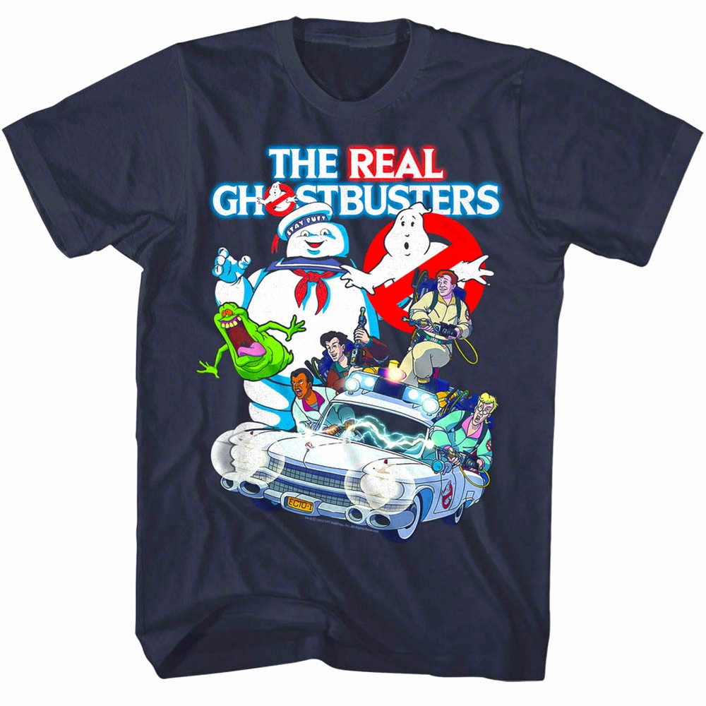 Ghostbusters Crew Collage Men’s T Shirt Slimer Marshmallow Winston Egon Cartoon