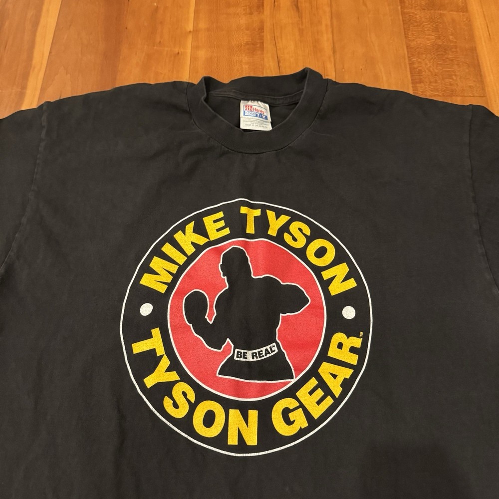 Hanes Beefy-T Mike Tyson Tyson Gear “Be Real” Double-Sided Black Tee XL